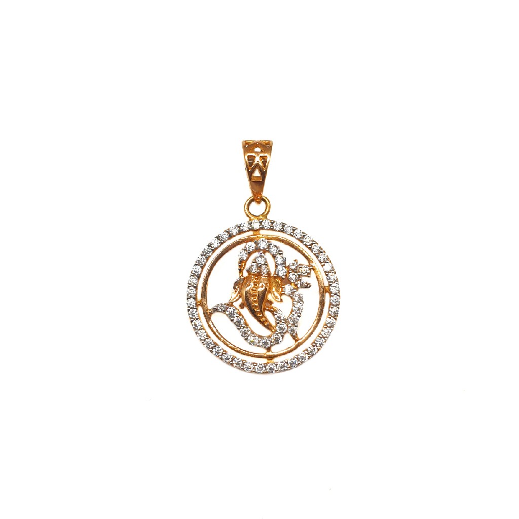 18K Rose Gold Round Shaped Ganesh Pendant MGA - PDG0080