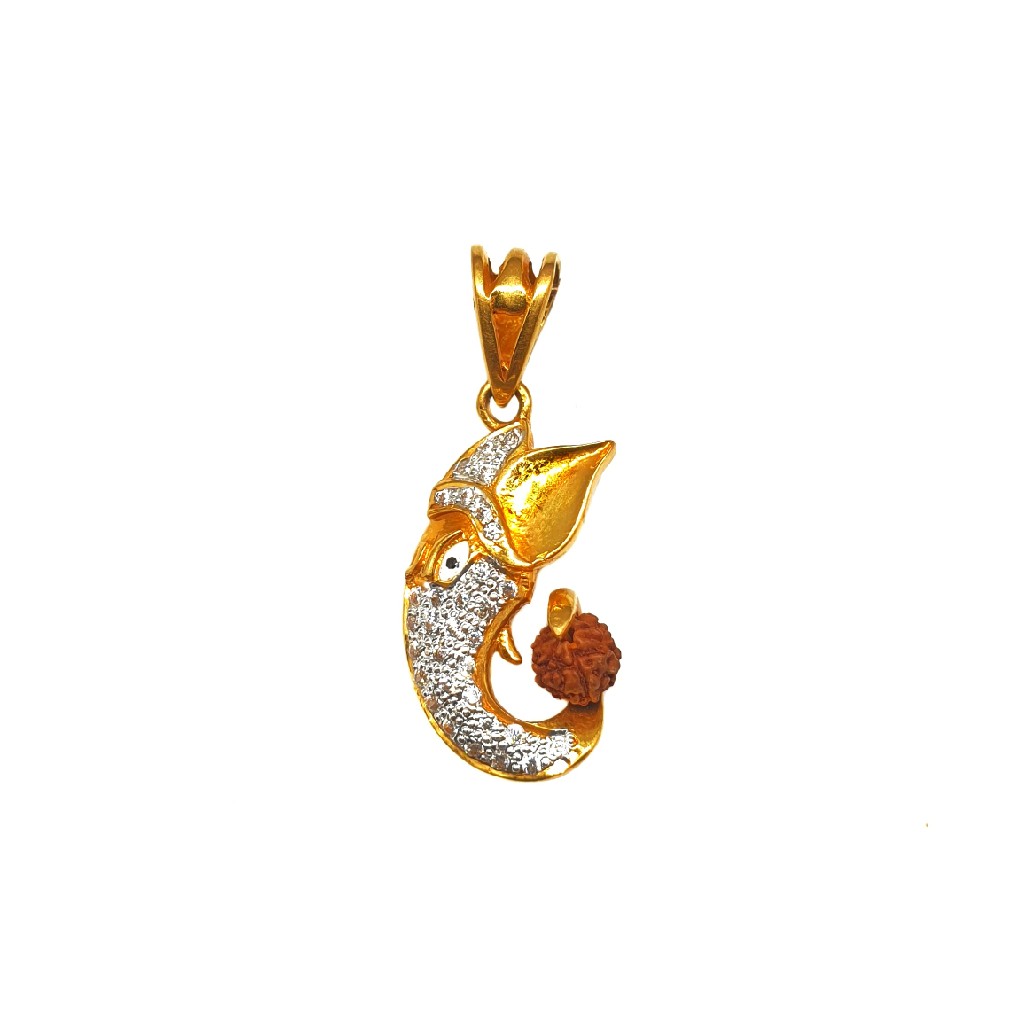 22K Gold Ganesh Rudraksh Pendant MGA - PDG0001