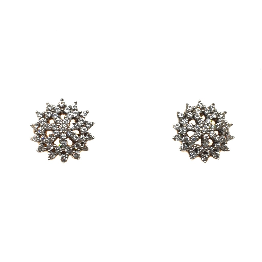 22K Gold Round Shape CZ Diamond Earrings MGA - BTG0349