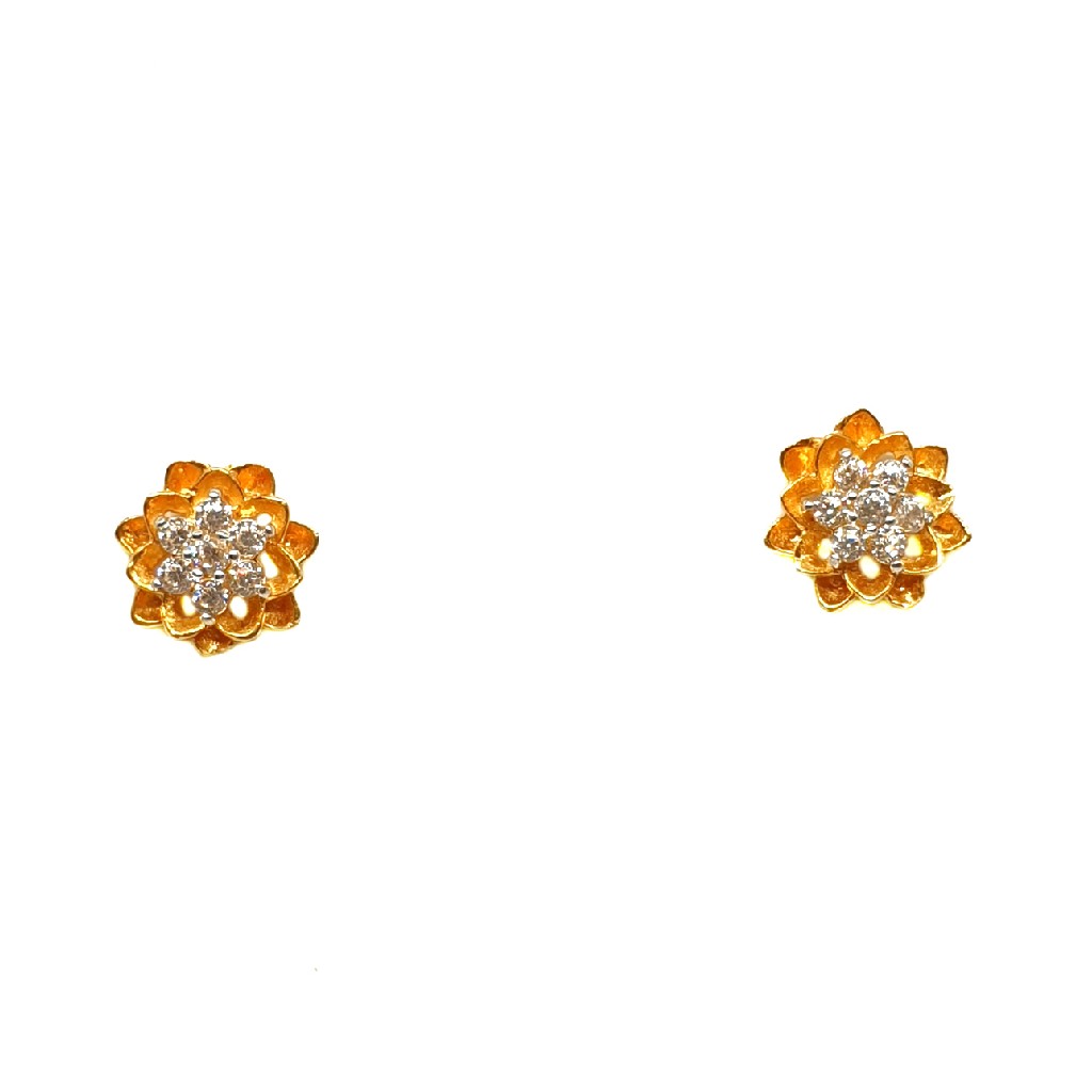 22K Gold Flower Shaped Earrings MGA - BTG0362