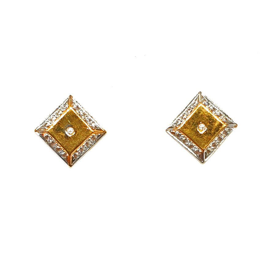 22K Gold Square Shaped Fancy Earrings MGA - BTG0197