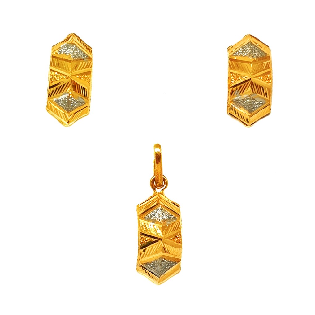 22K Gold Modern Pendant Set MGA - PTG0114