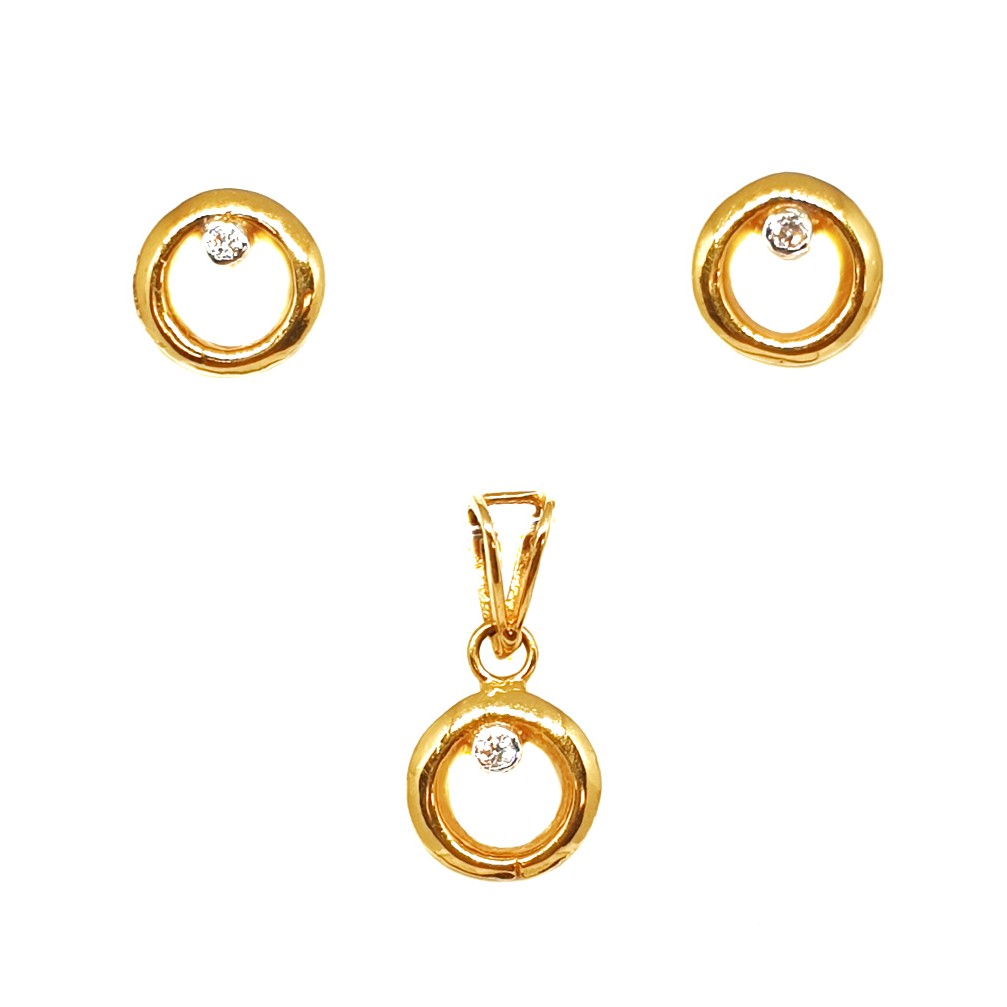 22K Gold Round Shaped Designer Pendant Set MGA - PTG0073