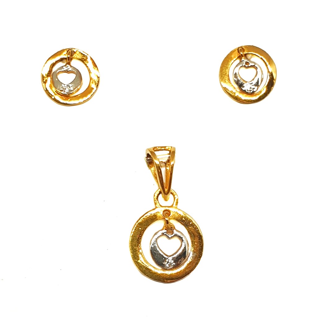 22K Gold Round Shaped Pendant Set MGA - PTG0070