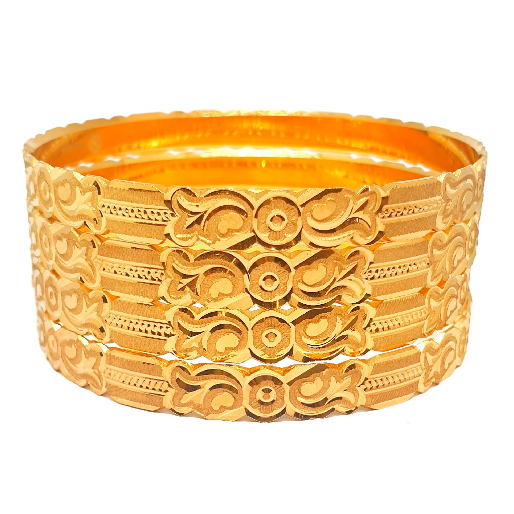 1 gram gold forming 4 piece plain bangles mga - bge0437