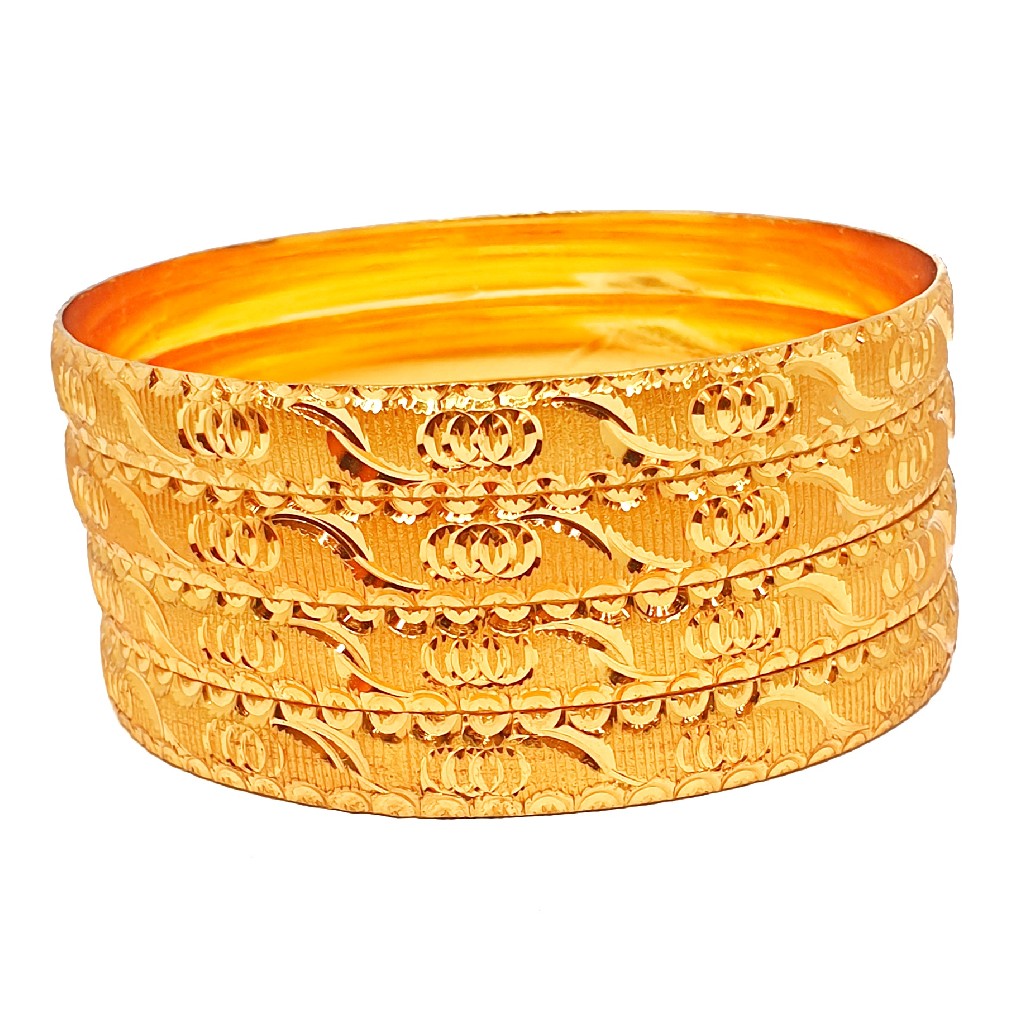 One gram gold forming 4 piece plain bangles mga - bge0445