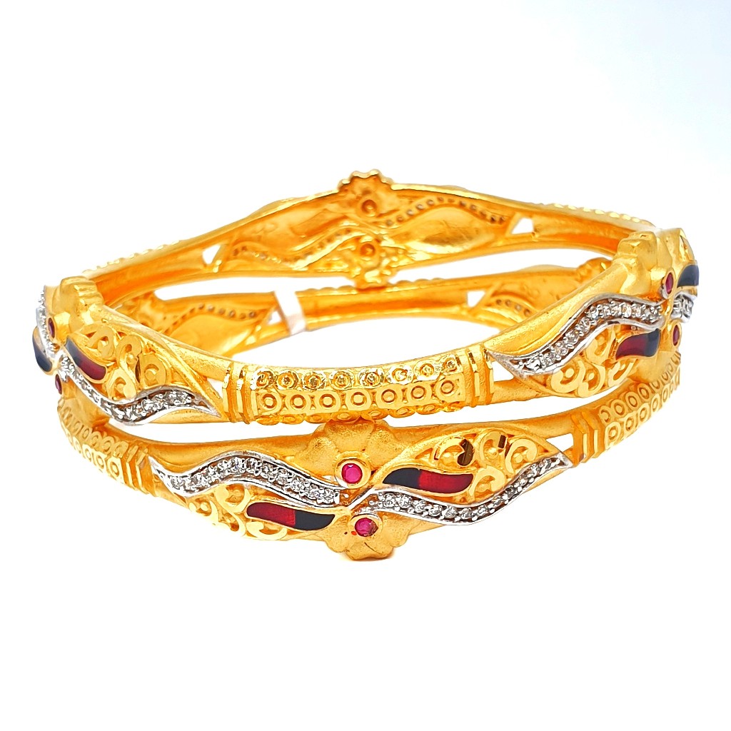 One gram gold forming 2 piece kadali bangles mga - kde0012