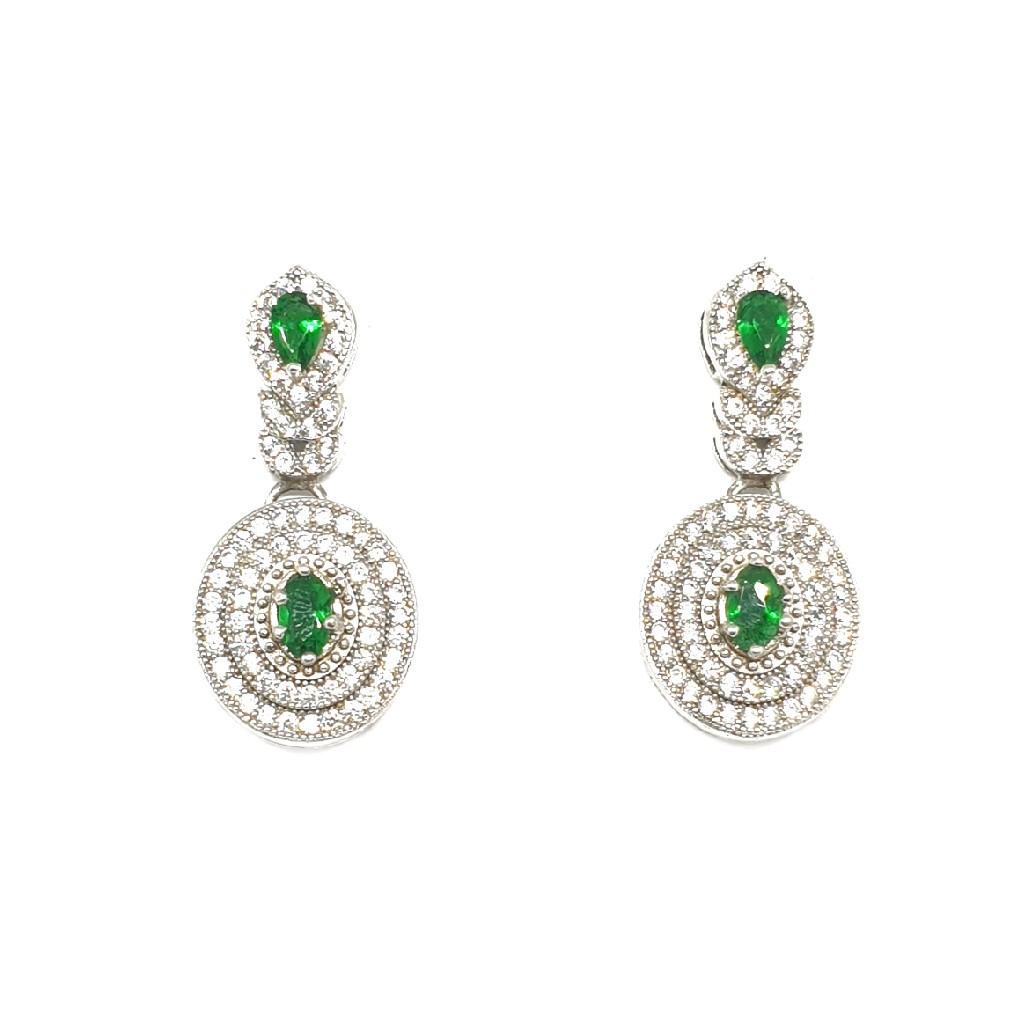 925 Sterling Silver Green Diamond Earring MGA - BTS0054
