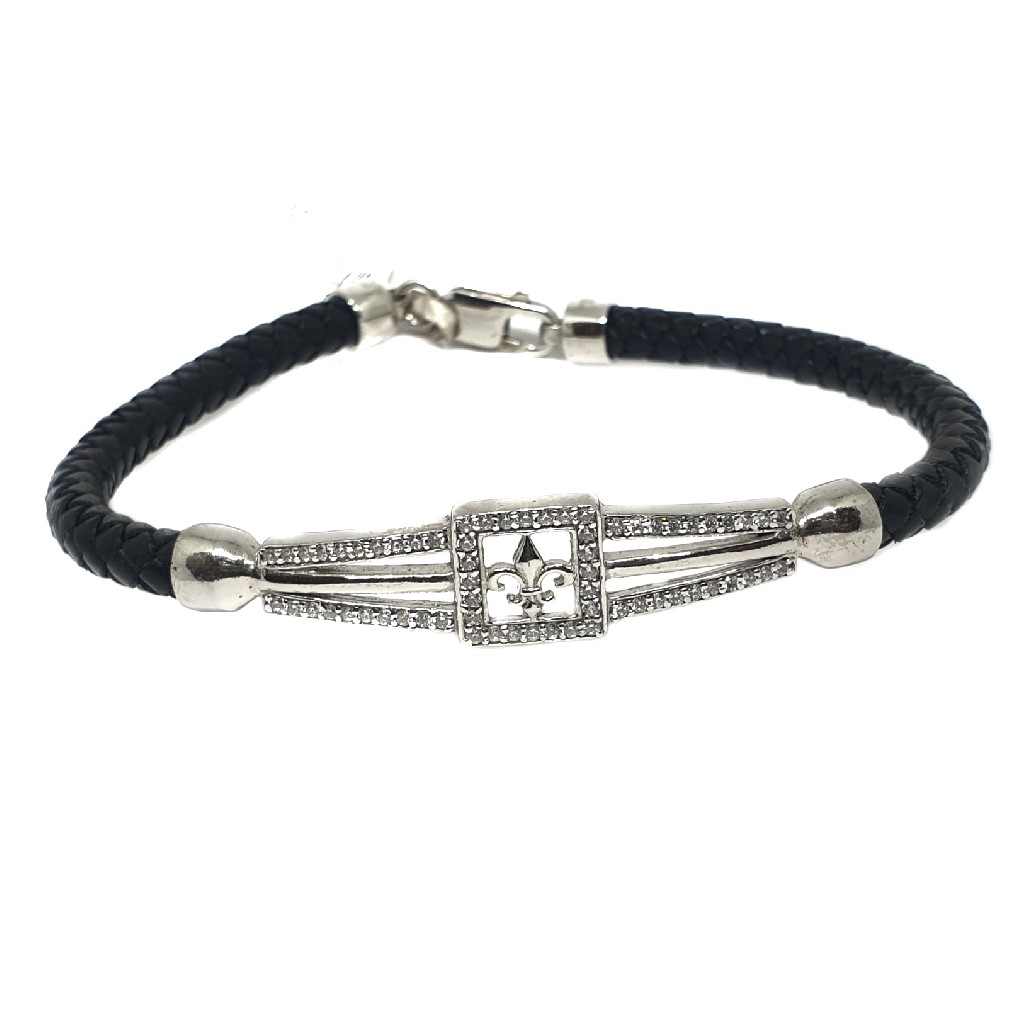 925 Sterling Silver Leather Belt Bracelet MGA - KRS0091