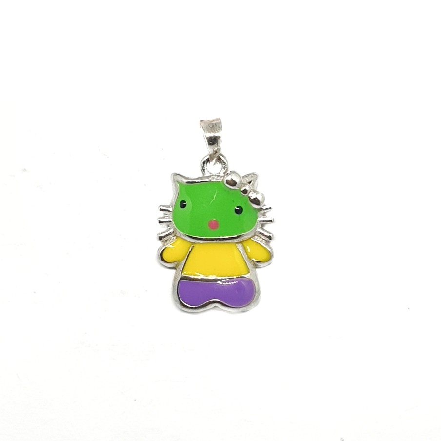 925 Sterling Silver Meenakari Cat Pendant MGA - PDS0034