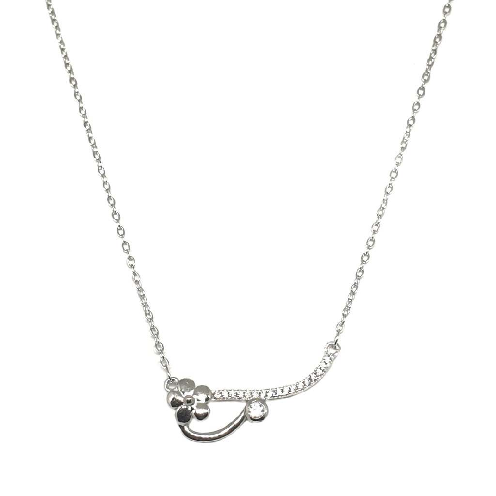 925 Sterling Silver Flower Shaped Necklace MGA - NKS0035