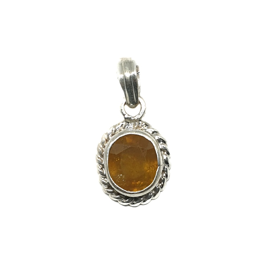 Silver Pokhraj Stone Pendant MGA - PDS0114