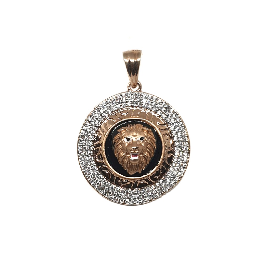 925 Sterling Silver Round Shape Lion Pendant MGA - PDS0005
