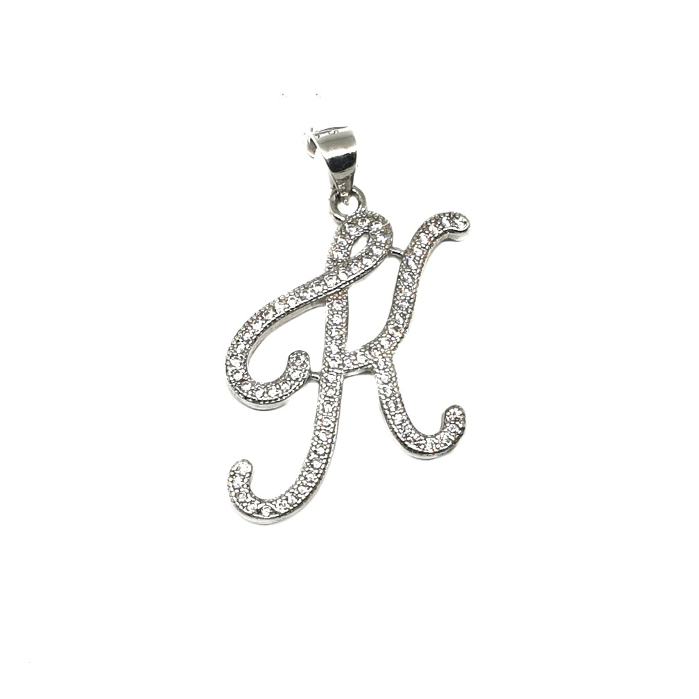 925 Sterling Silver Alphabet (Letter K) Pendant MGA - PDS0020
