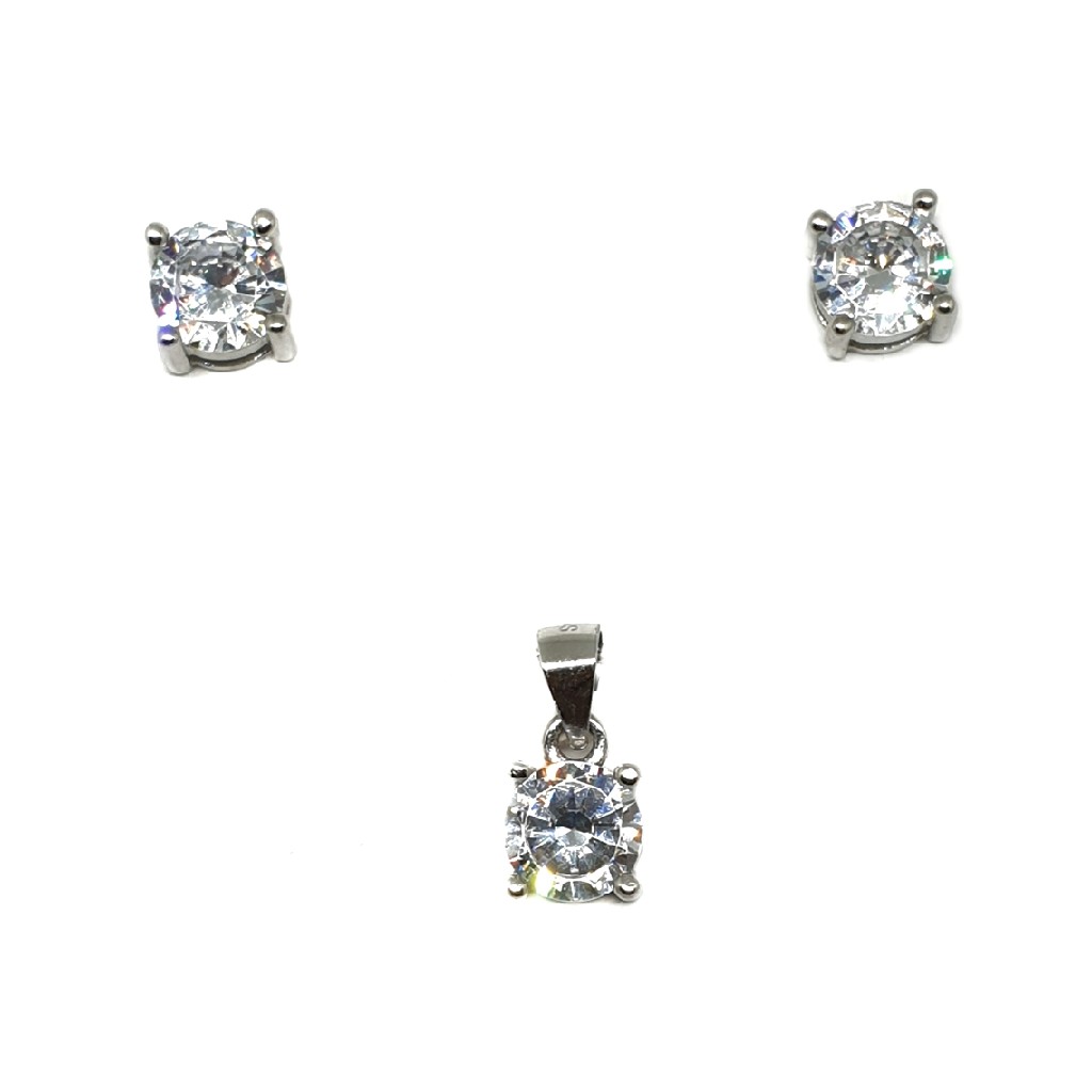 925 sterling silver round shape solitaire pendant set mga - pts0063