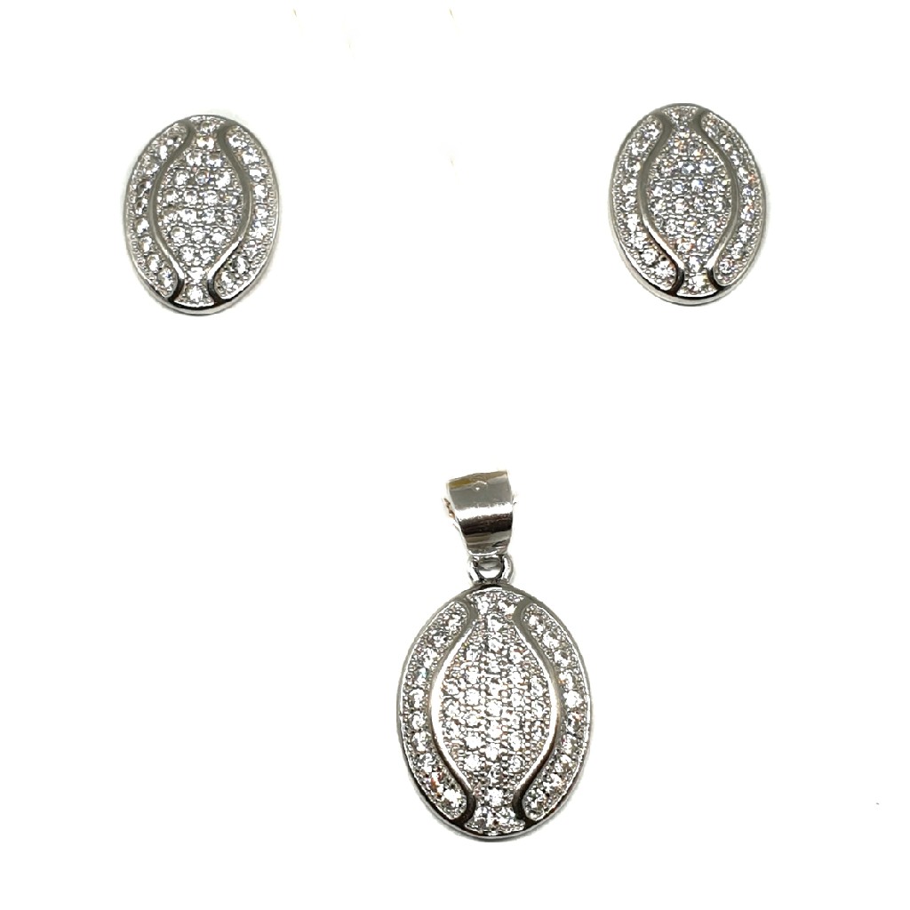 925 Sterling Silver Oval Shaped Pendant Set MGA - PTS0086