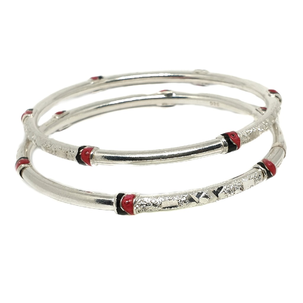 925 sterling silver meenakari hollow kadli bangle mga - kds0315