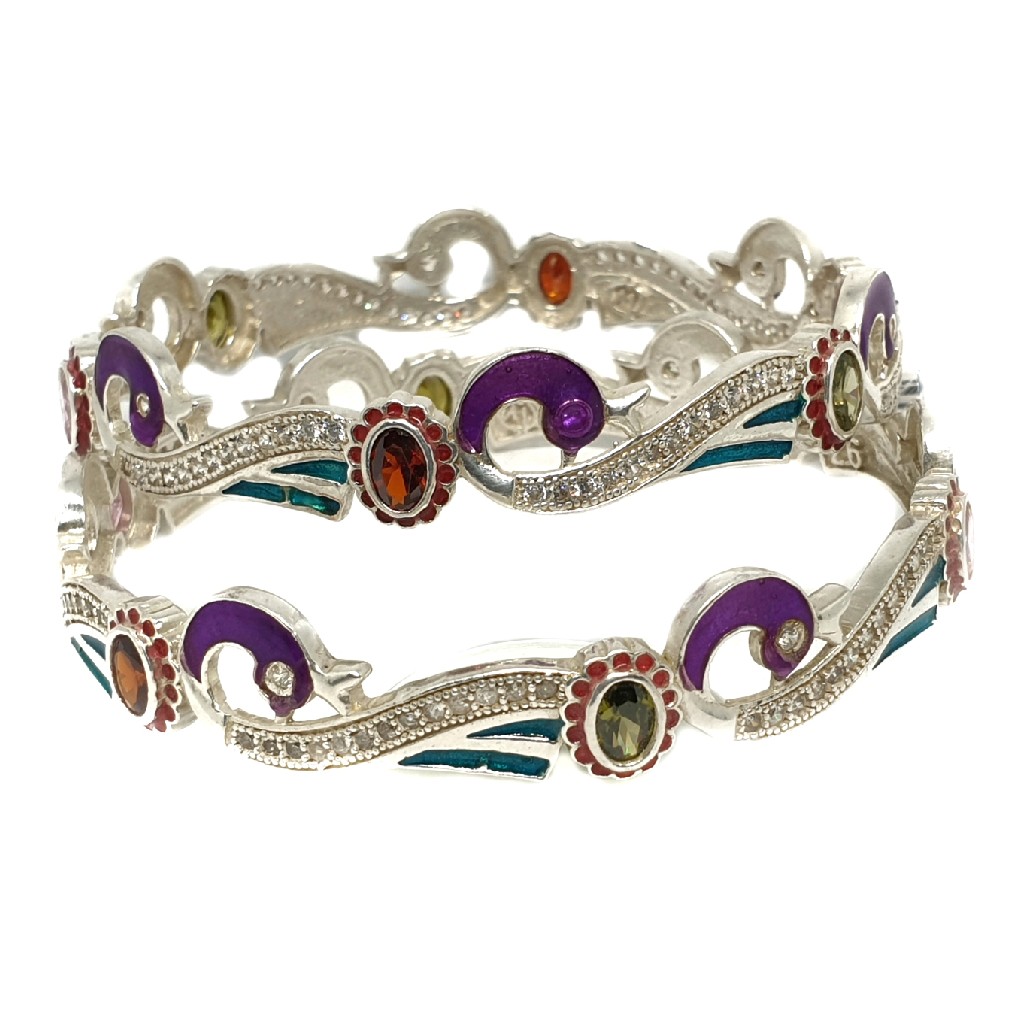 925 sterling silver peacock shaped colour stone kadli mga - kds0328