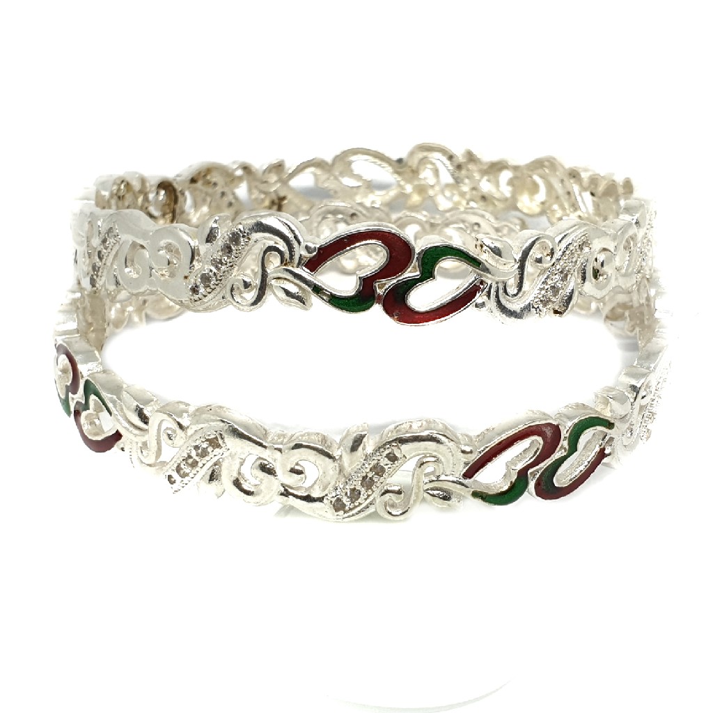 925 sterling silver heart shape meenakari kadli bangle mga - kds0332
