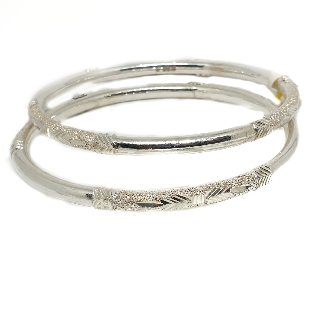 925 sterling silver round shaped plain kadali bangle mga - kds0421