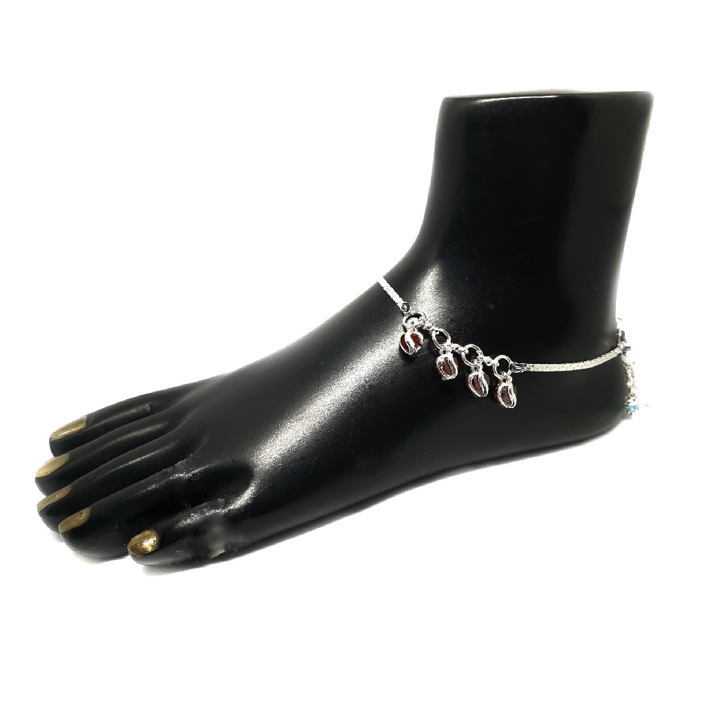 Heart Shape Jumkha Silver Payal MGA - PLS0325