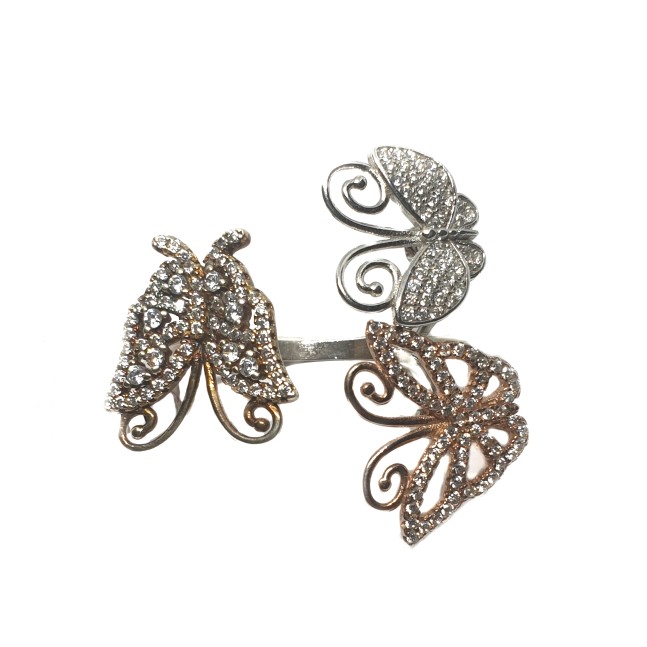 925 sterling silver three butterfly shaped ring mga - lrs0119