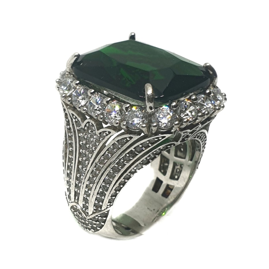 925 Sterling Silver Feroza Colour Stone Ring MGA - LRS0077