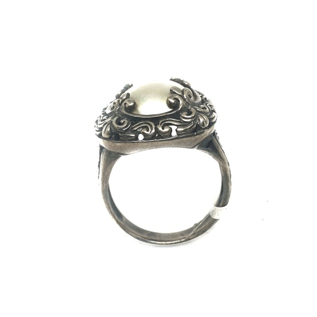 925 Sterling Silver Oxidised Pearl Ring MGA - LRS1288