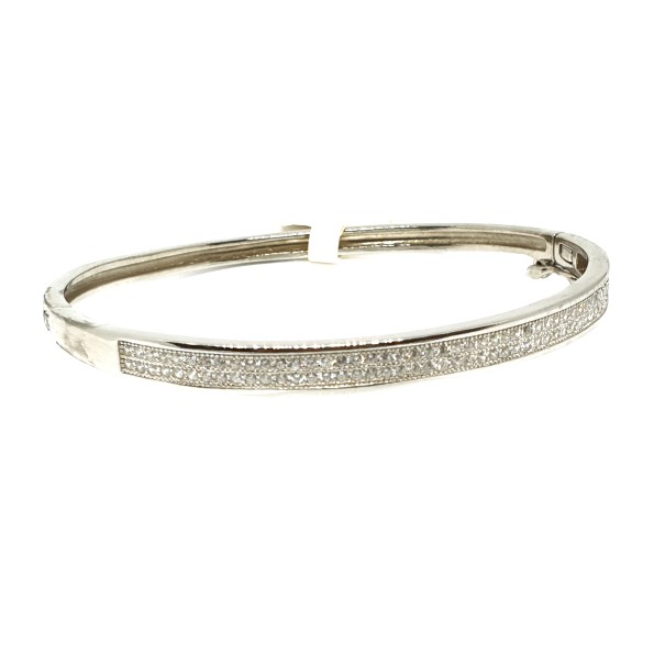 925 Sterling Silver CZ Diamond Two Lining Baby Bracelet MGA - BRS0374