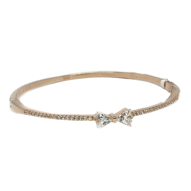 925 Sterling Silver CZ Diamond Rose Plating Bracelet MGA - KRS0014