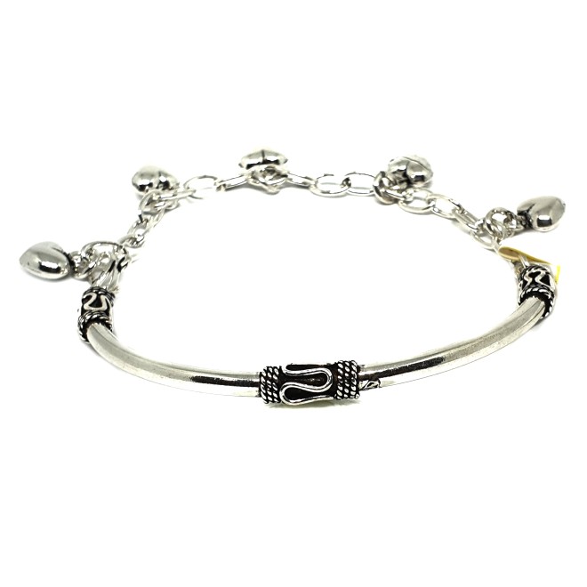 925 Sterling Silver Oxidised Heart Pandadi Bracelet MGA - BRS0428