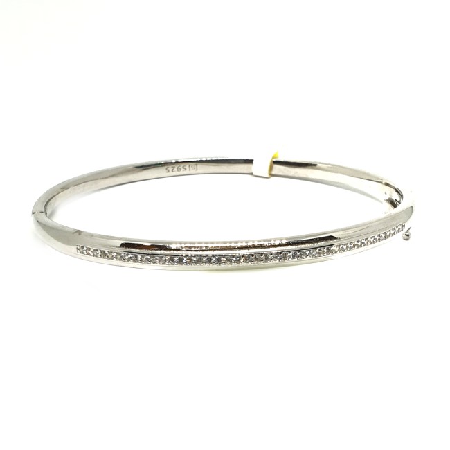 925 Sterling Silver CZ Dimaond Lining Bracelet MGA - BRS0403