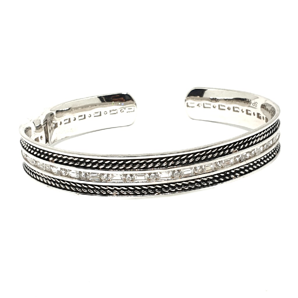 925 Sterling Silver CZ Diamond Oxidised Bracelet MGA - KRS0023
