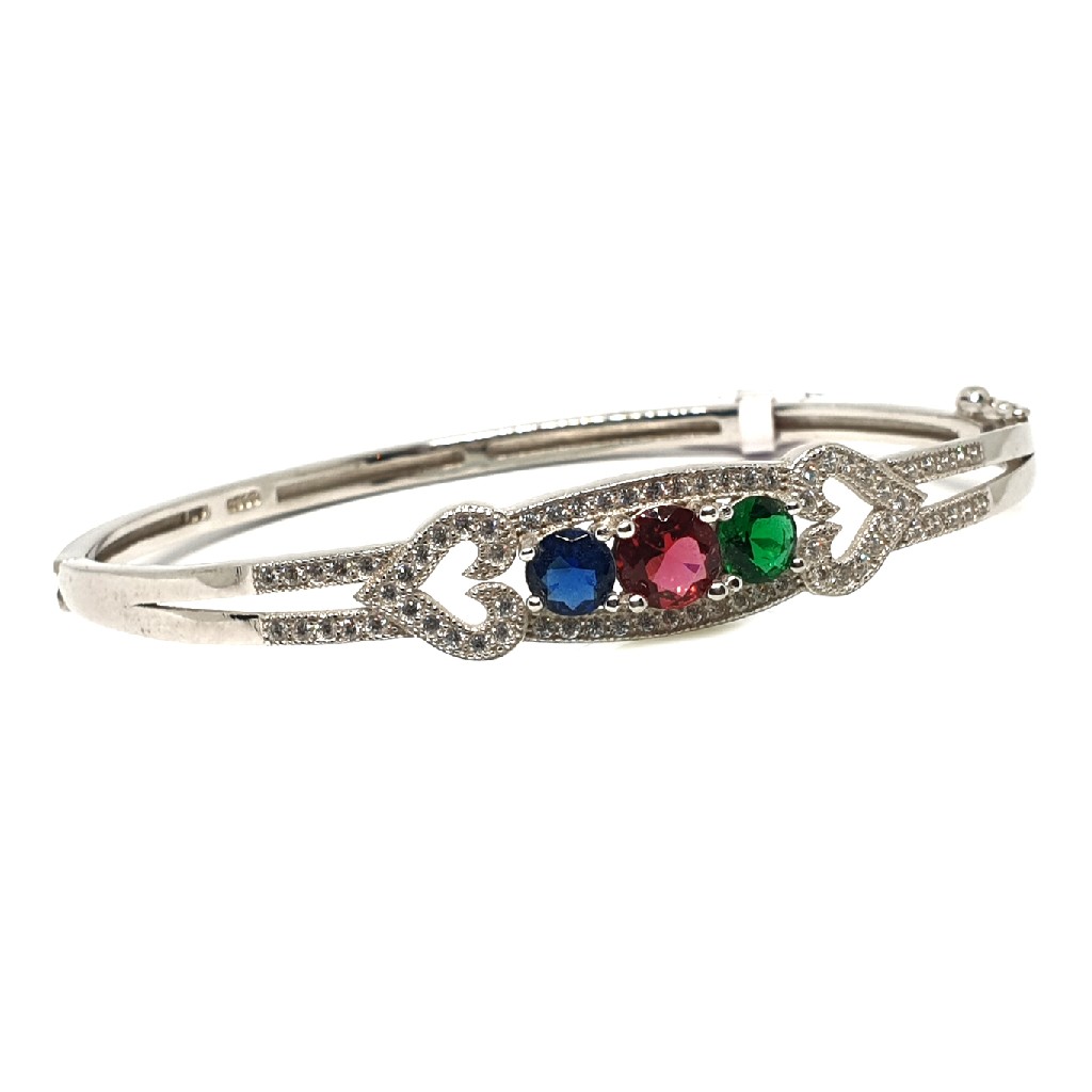 925 Sterling Silver Colour Stone Heart Shape Bracelet MGA - KRS0026