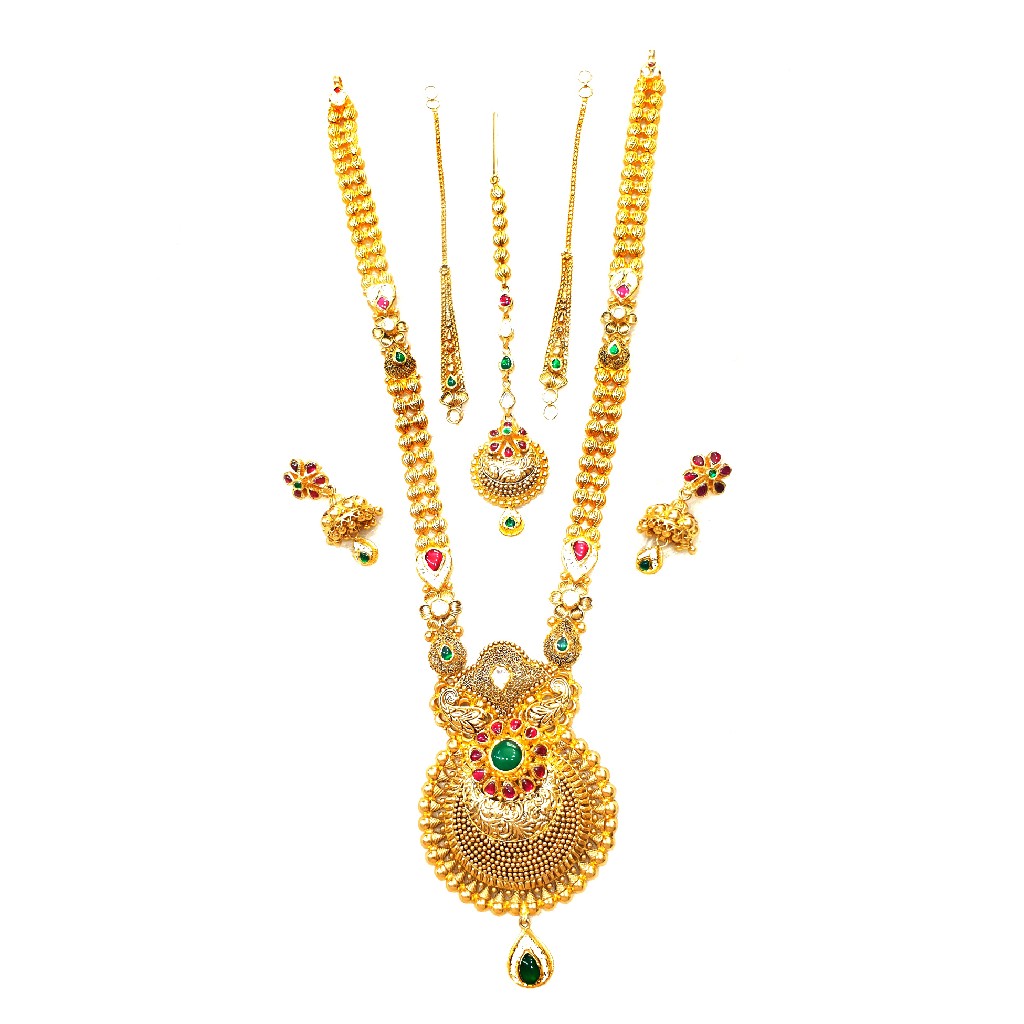 22k Gold Antique Rajwadi Complete Bridal Set MGA - GLS096