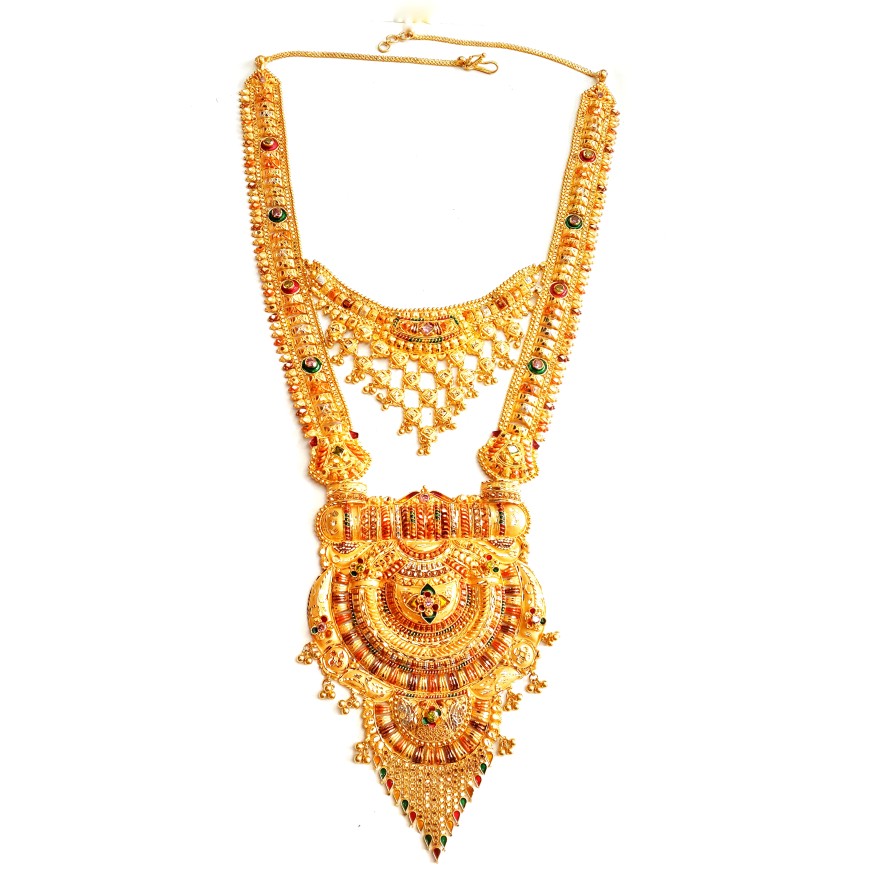 22k Gold Double Decker Rajwadi Necklace MGA - GLS085