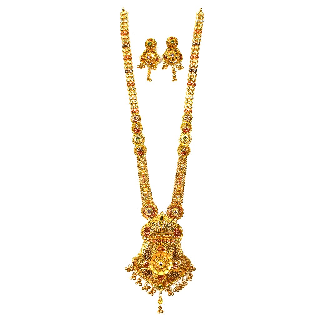 22kt gold kalkatti designer necklace with earrings mga - gls066