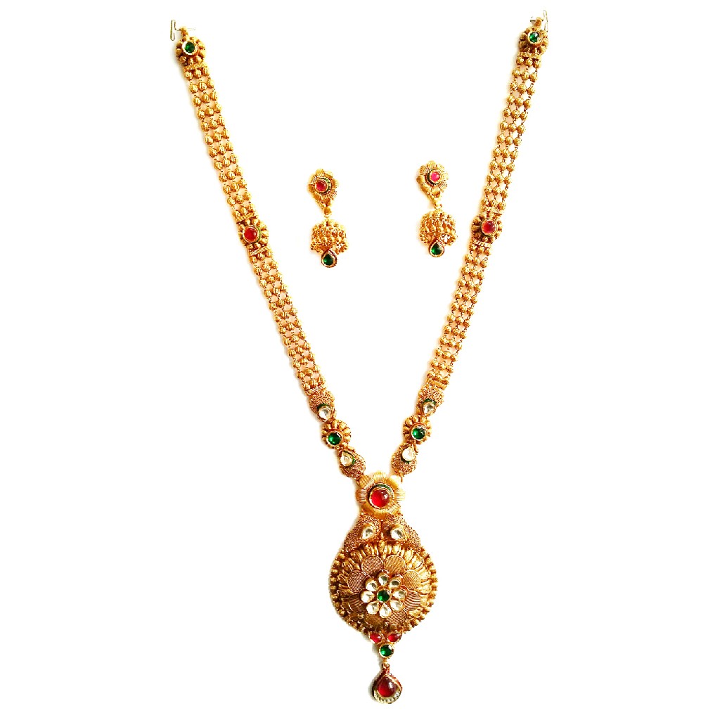 916 Gold Rajputana Antique Oxidised Necklace Set MGA - GLS053