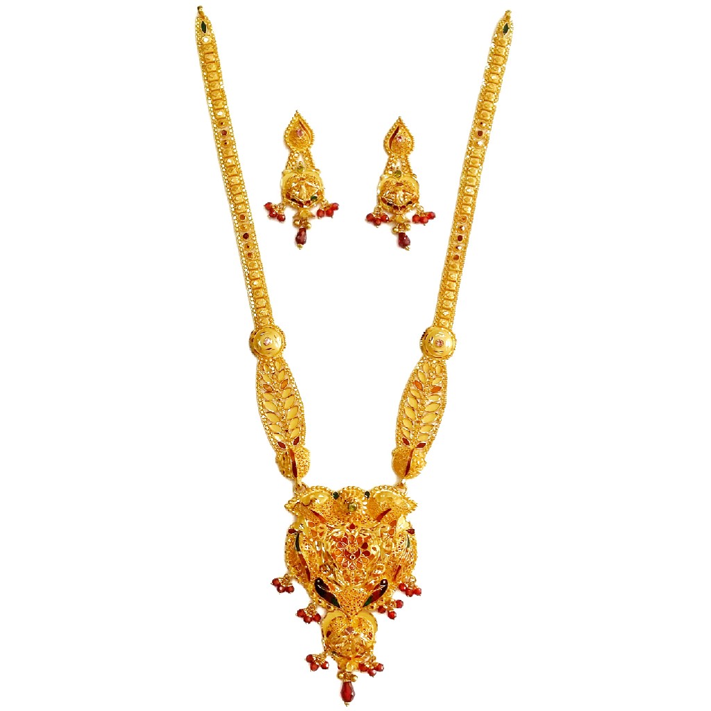 916 Gold Peacock Necklace Set MGA - GLS045