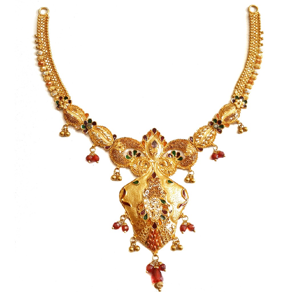 916 Gold Kalkatti Designer Necklace MGA - GN053