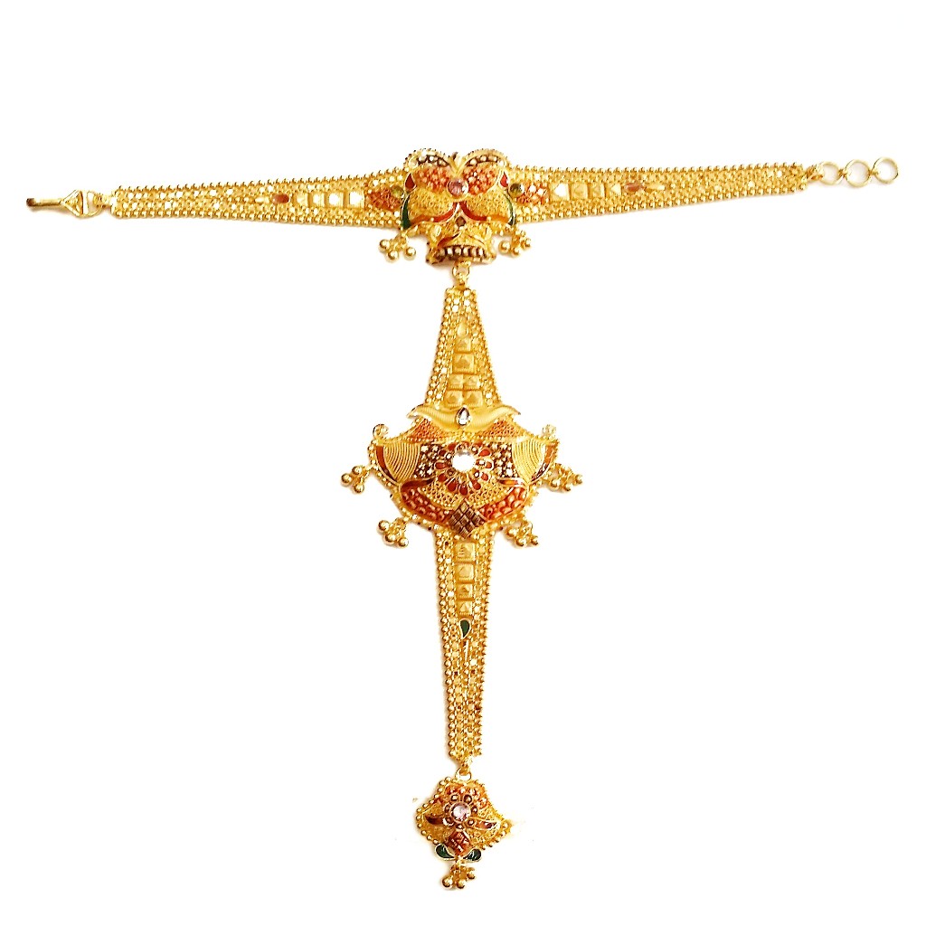 916 Gold Kalkatti Meenakari Pocha Bracelet MGA - GP023