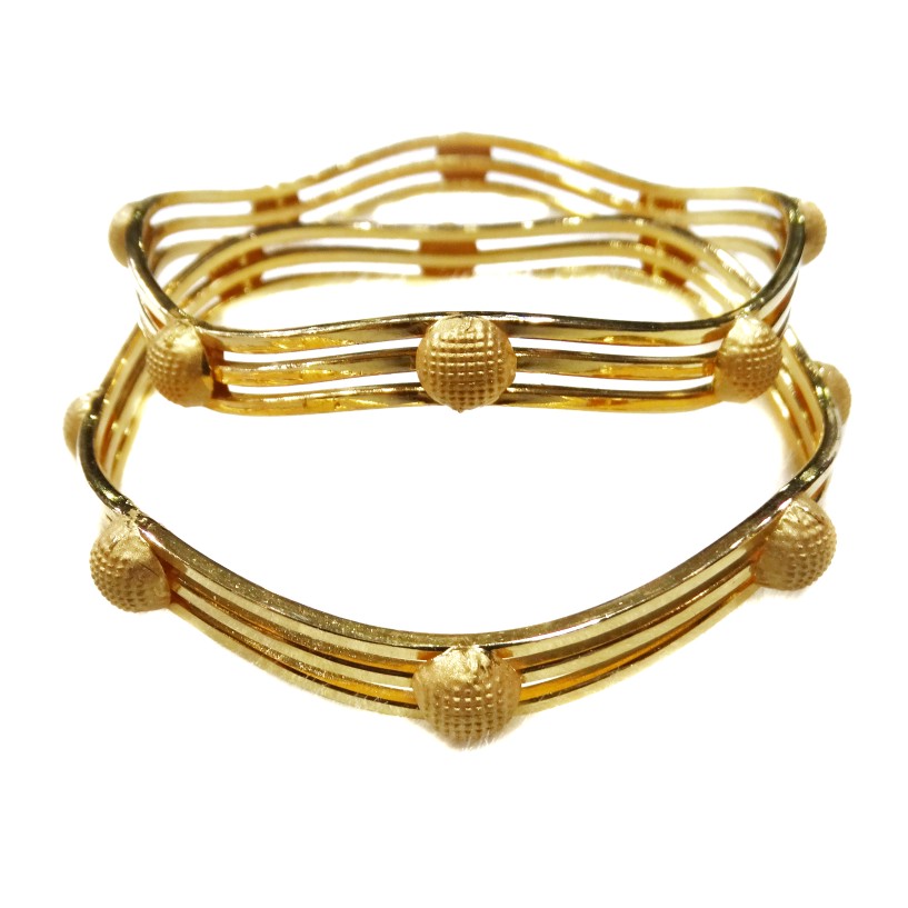 916 Plain Gold Modern Style Kadli Bangles MGA - GK059