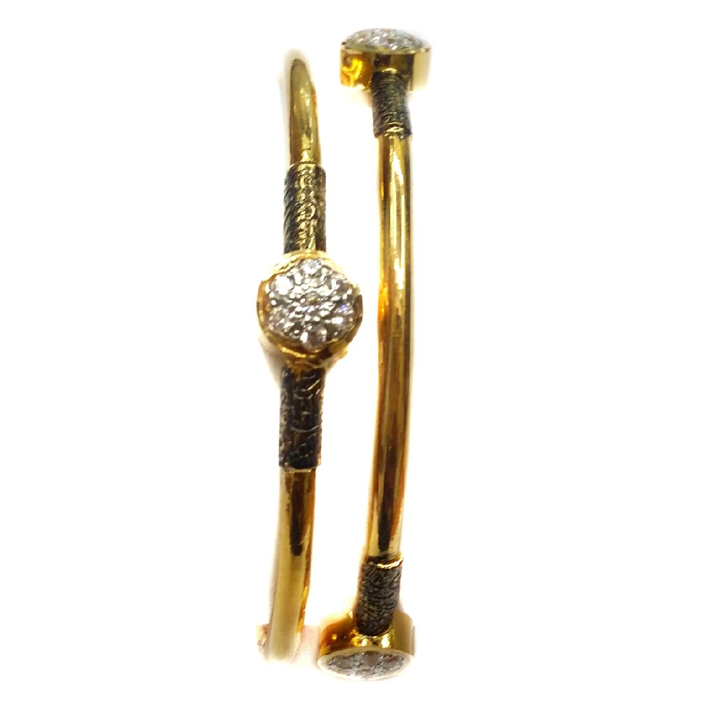 22kt gold round shaped cz diamond kadli bangles mga - gk058