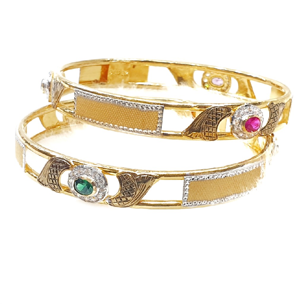 22k gold oval shape diamond copper kadli bangles mga - gk054