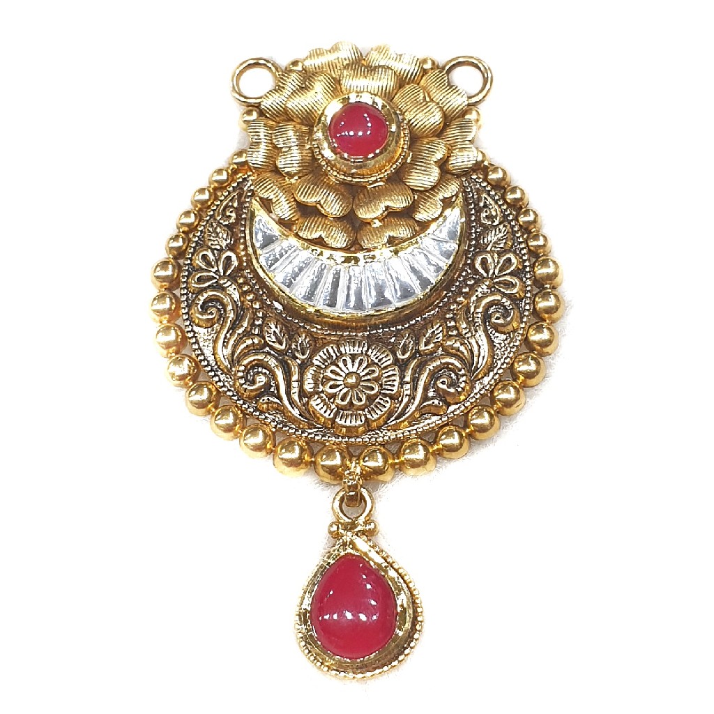 22k Gold flower Shaped Antique Oxidised mangalsutra pendant MGA - MGP016