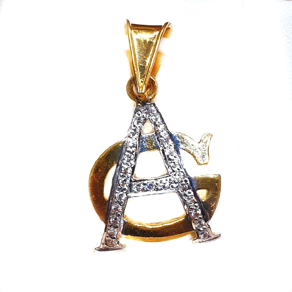 916 Gold CZ Diamond AG Later Monogram Pendant MGA - MGP016