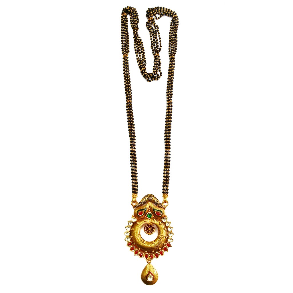 916 Gold Antique Round Shaped Oxidised Mangalsutra MGA - GM061