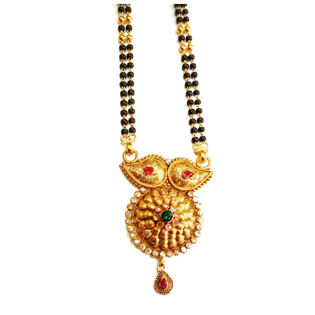 916 Gold Round Shape Antique Mangalsutra MGA - GM059