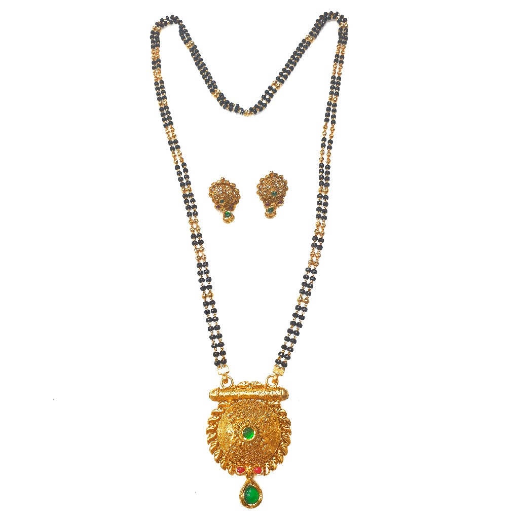 916 Gold Round Shape Antique Mangalsutra MGA - GM037