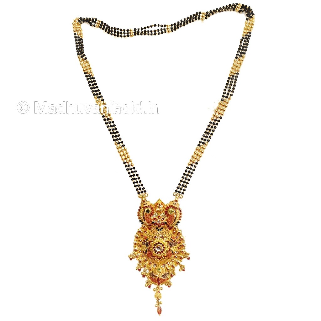 916 Gold Minakari Flower Shape Mangalsutra MGA - GM036